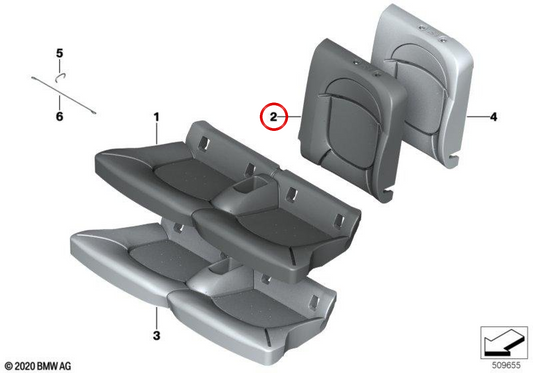 Funda respaldo tejido/cuero derecha OEM 52207394308 para MINI Cabrio F57 (11/2014 - 02/2021). Original MINI.