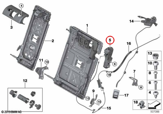 LEFT LOCK OEM 52207394889 for BMW G21, G81, G26, G01, G08, F97, G02, F98, G05, G18, F95, G06, F96, G07. Original BMW.