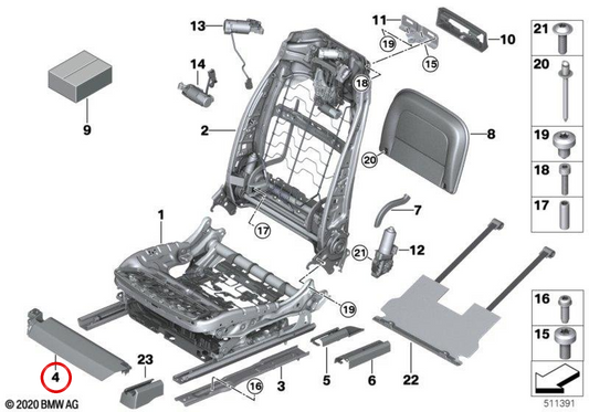 Verzierungen rechte Haustür OM 52207405738 für BMW G12. Original BMW.