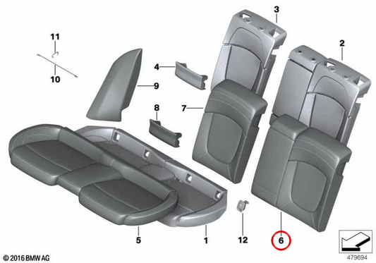 Linker Armlehnenbezug aus Leder OEM 52207410413 für MINI Clubman F54, F54 LCI. Originaler MINI.