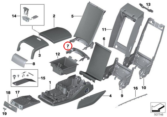Cortina de guarda-sol OEM 52207440557 para BMW G11, G12. BMW genuíno.