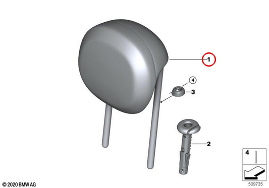 Poggiatesta in pelle nera OEM 52207457260 per MINI Cabrio F57, F57 LCI, BEV. MINI originale.