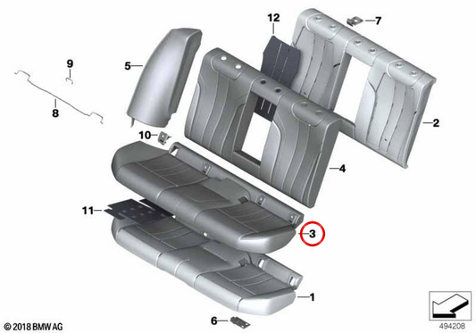 Funda de asiento de cuero OEM 52207457776 para BMW G30. Original BMW.