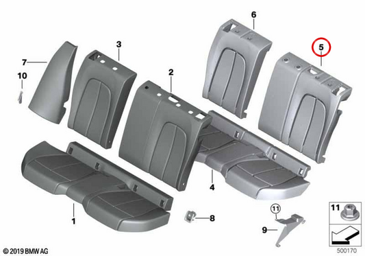 Foam Backup Rücksitz OEM 52207457928 für BMW F40. Original BMW.