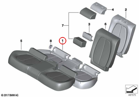 Siège en mousse de base 52207460903 pour BMW F39. BMW d'origine.