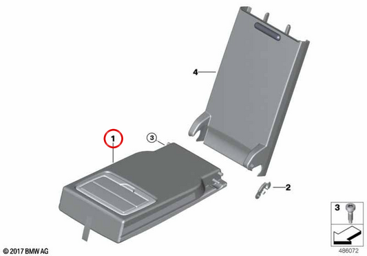 Apoyabrazos de cuero OEM 52207469761 para BMW G42, G20, G21, G22, G26, G01, F97, G02, F98. Original BMW.