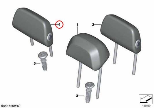 Reposacabezas de cuero OEM 52207469958 para BMW G01, G08, F97, G02, F98. Original BMW.