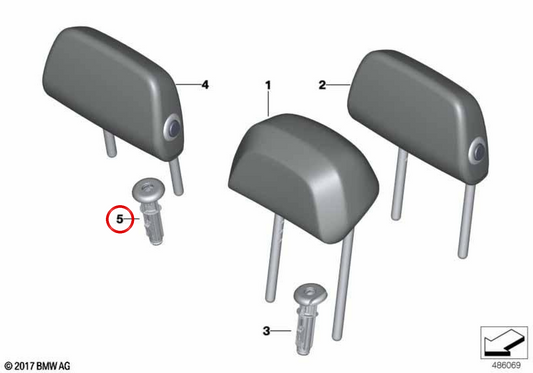 Guia de encosto de cabeça central OEM 52207470134 para BMW G01, F97, G02, F98. BMW genuíno.