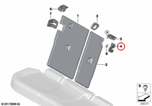 Guarnição de trava central OEM 52207479149 para BMW G42, G20, G21, G81, G22, G26, G01, G08, F97, G02, F98. BMW genuíno.