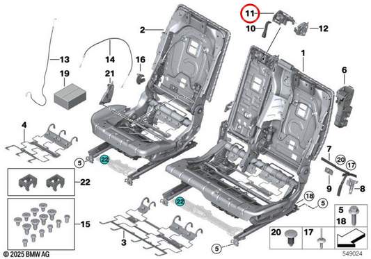 OM 52207497459 Unité de déverrouillage pour BMW G05, G06, G07. BMW d'origine.