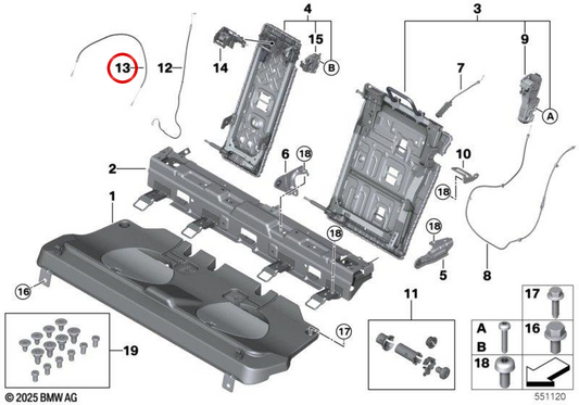 Cabo de desbloqueio de emergência OEM 52207497468 para BMW G05, G06, G07. BMW genuíno.