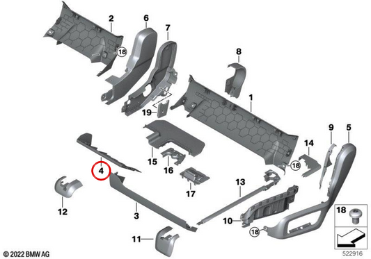 Cubierta travesaño delantero OEM 52207498274 para BMW G05, G07. Original BMW.