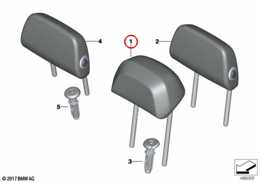 Encosto de cabeça em tecido OEM 52207499576 para BMW G20, G21. BMW genuíno.