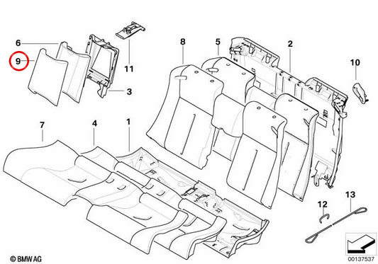 Caixa de apoio de braço de couro OEM 52207903244 para BMW E63, E64. BMW genuíno.