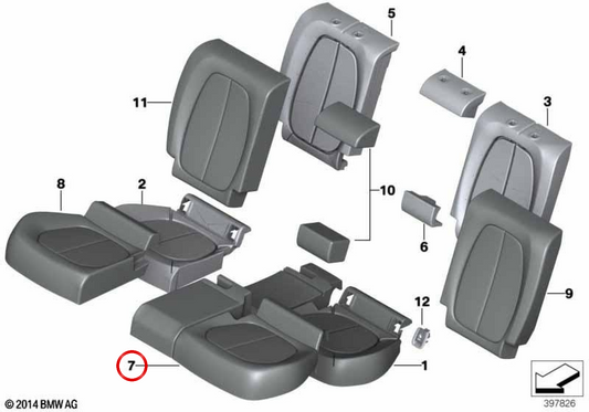 OEM Left Seat 52207938289 for BMW F45, F48. Original BMW.