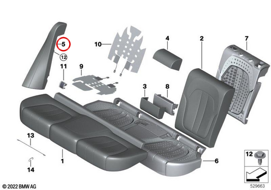 Panneau en cuir gauche OEM 52207939537 pour BMW G06, F96. BMW d'origine.