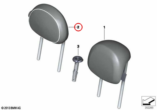 Mittlere Kopfstütze aus Leder OEM 52207939735 für MINI F56, F55, Clubman F54... und mehr. Originaler MINI.