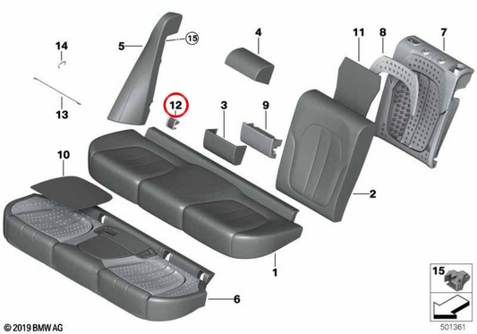 Tapa embellecedora ISOFIX OEM 52207942147 para BMW G05, F95. Original BMW.