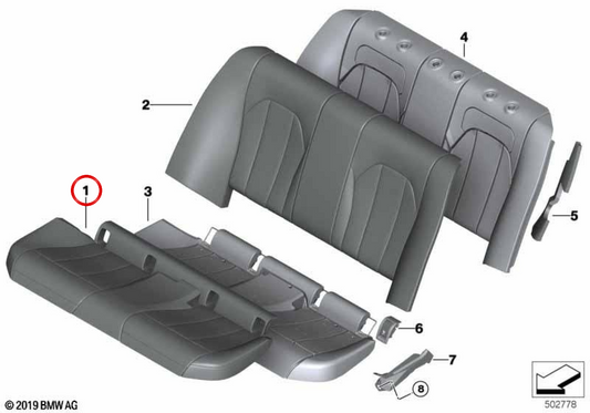 Couverture de siège en tissu et en cuir en comparaison OEM 52207956062 pour BMW G20, G21. BMW d'origine.