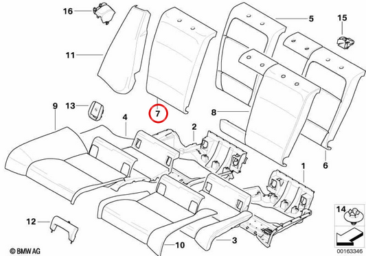 Tessuto di fatti di scarto/cuoio destro OEM 52208039788 per BMW E92. BMW originale.