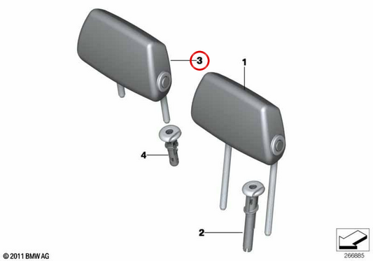 Pedacabeza in Alcantara OEM 52208055013 per BMW F20, F21, F30, F31, F34. BMW originale.