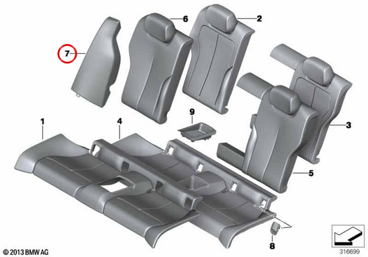 Painel lateral direito em Alcantara OEM 52208057024 para BMW F32, F33, F36. BMW genuíno.