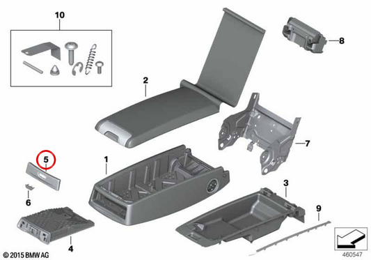 Cubierta embellecedora para portavasos OEM 52208066692 para BMW G11, G12. Original BMW.