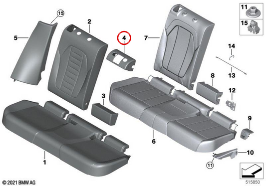 OM 52208067205 COUVERTURE DE BATUILLE CENTRAL POUR BMW F97, F98. BMW d'origine.
