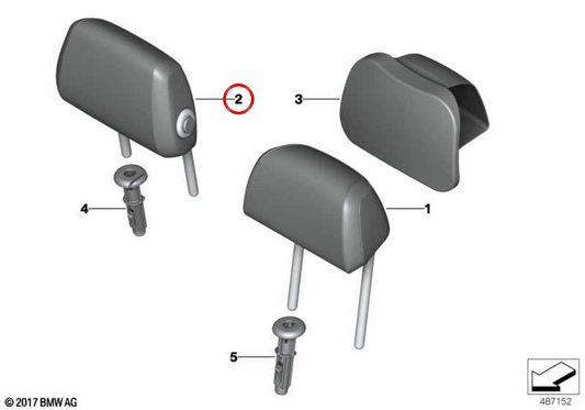 Appui-tête en cuir central pour BMW G30, G31, G32 (OEM 52208068115). BMW d'origine.