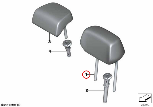Encosto de cabeça traseiro de couro OEM 52208070058 para BMW F20, F21, F22, F30, F31. BMW genuíno.