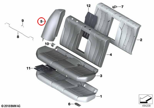 Panel lateral de cuero izquierdo OEM 52208071325 para BMW F90. Original BMW.