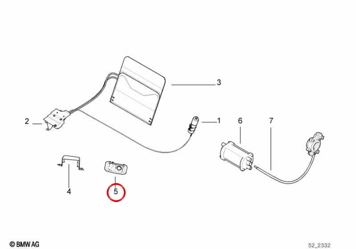 Involta OM Switch sinistro 52208177369 per BMW E38. BMW originale.