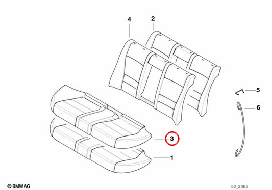 Couvercle de siège en cuir OEM 52208197554 pour BMW E39. BMW d'origine.