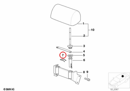 Anillo elástico OEM 52208221511 para BMW E39. Original BMW.