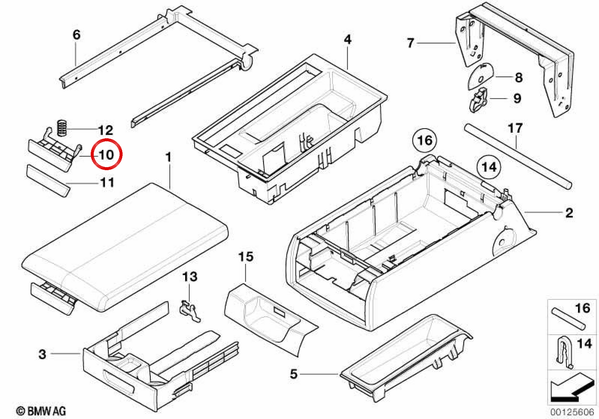 Botón ajustable respaldo OEM 52208255335 para BMW E39. Original BMW.