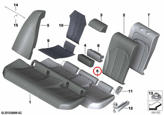 OEM 52208491402 Rücksitzschaum für BMW G26. Original BMW.