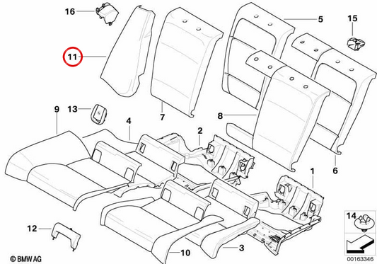 Painel lateral de couro direito OEM 52209110952 para BMW E92. BMW genuíno.