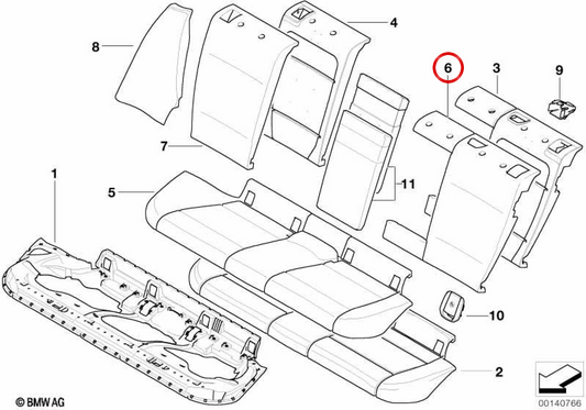 Tessuto posteriore viso/pelle sinistra per BMW E81, E87N (OEM 52209125084). BMW originale