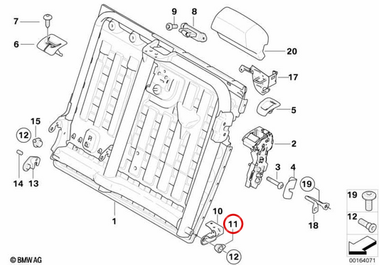 OEM 52209143603 Boccola di plastica per BMW F25, F26, E70, F15, F85, E71, E72, F16, F86. BMW originale.