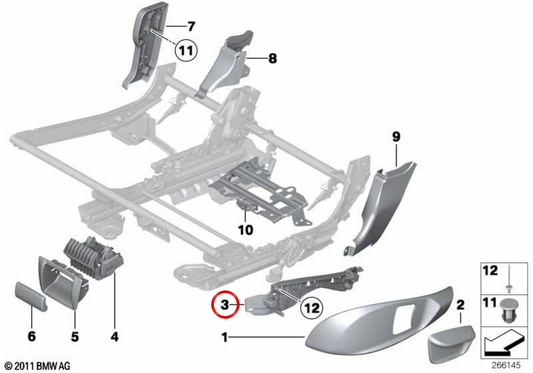 Soporte de fijación del tapizado exterior derecho OEM 52209182782 para BMW F07. Original BMW.
