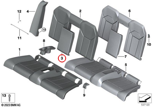 Sellerie de dossier en cuir synthétique noir OEM 52209466722 pour BMW Série 4 G23 Cabriolet. Véritable BMW.