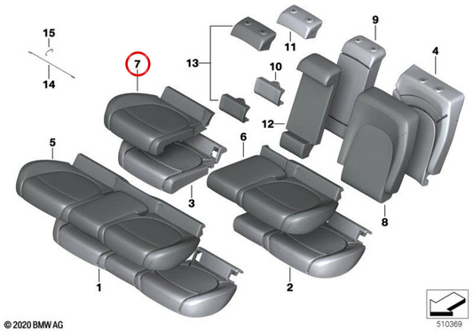 Capa de assento de couro direito OEM 52209473104 para MINI Countryman F60 LCI (05/2019 — 02/2024). MINI originais.