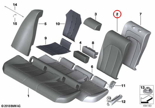 Right leather backing 52209478784 for BMW G21. Original BMW.