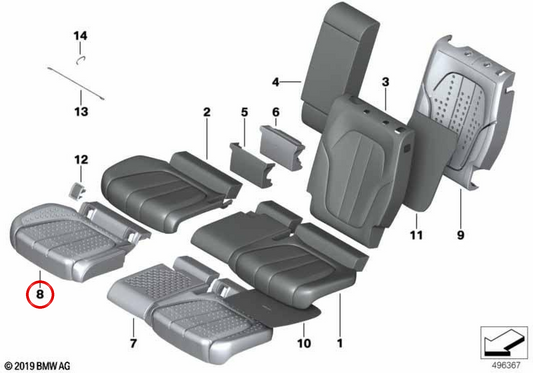 Foam Cojín Pflanzung OEM 52209495825 für BMW G05, G07. Original BMW.