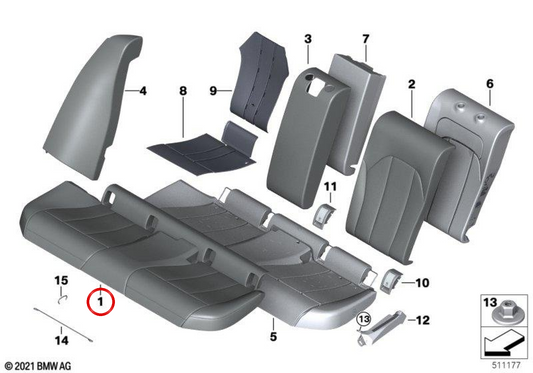 Ledersitzabdeckung OEM 52209503579 für BMW G80, G81. Original BMW.