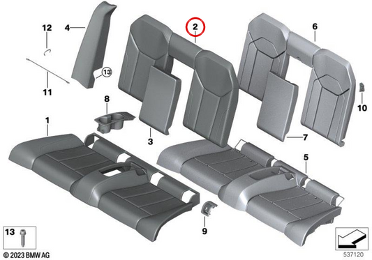 OEM leather support cover 52209504073 for BMW G23. Original BMW.