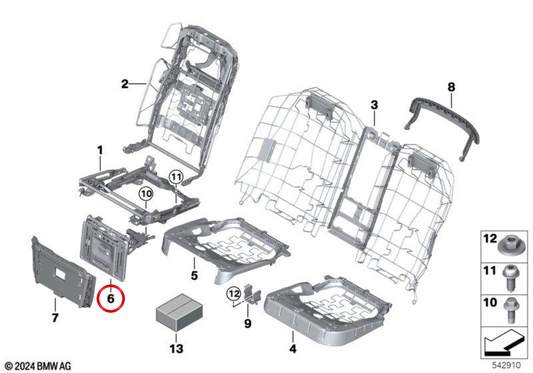 Mecanismo de apoyo para las piernas izquierdo OEM 52209871825 para BMW Serie 7 G70, G73. Original BMW.