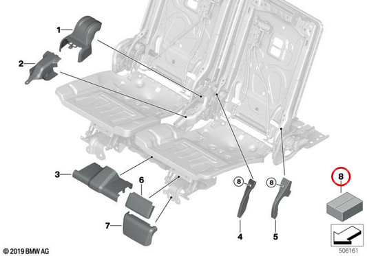 Kit de peças pequenas OEM 52307472897 para BMW G07. BMW genuíno.