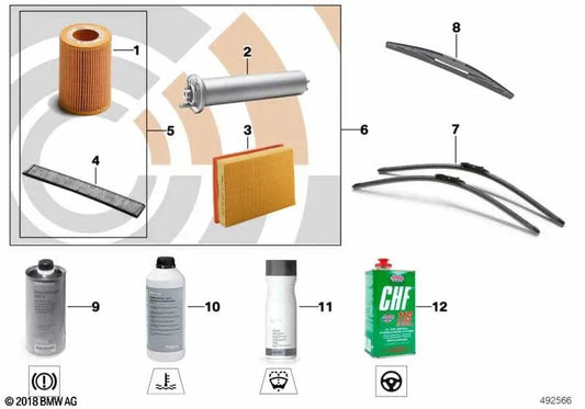 Oil filter set for BMW E81, E82, E87N, E88, E90, E90N, E91, E91N, E92, E93, E60N, E61N, F10, F10N, F11, F11N, F01N, F02N, E84, E83N, E70N, F15 , E71 F16 (OEM 11427807177). Original BMW