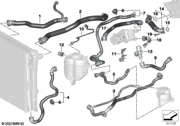 Manguera Enfriador de Refrigerante para BMW Z4 G29 (OEM 17128653610). Original BMW
